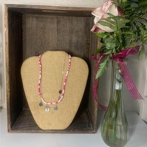 Pink Disk Necklace Beads